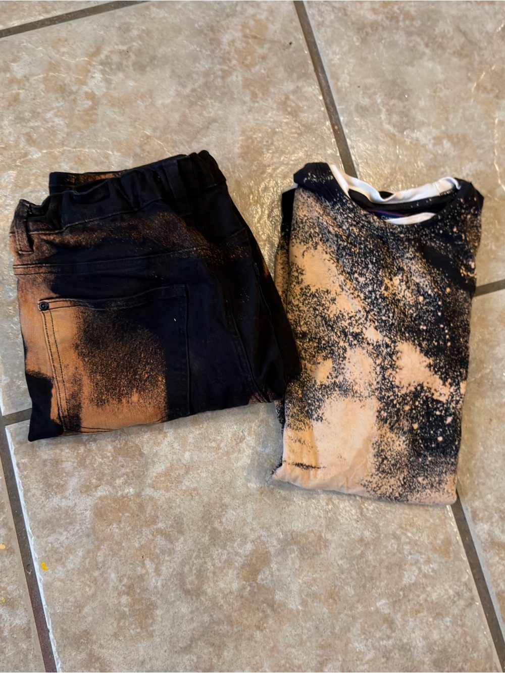 Custom Bleach Dye Co-ord Set | Grunge Streetwear Matching Shirt & Jeans